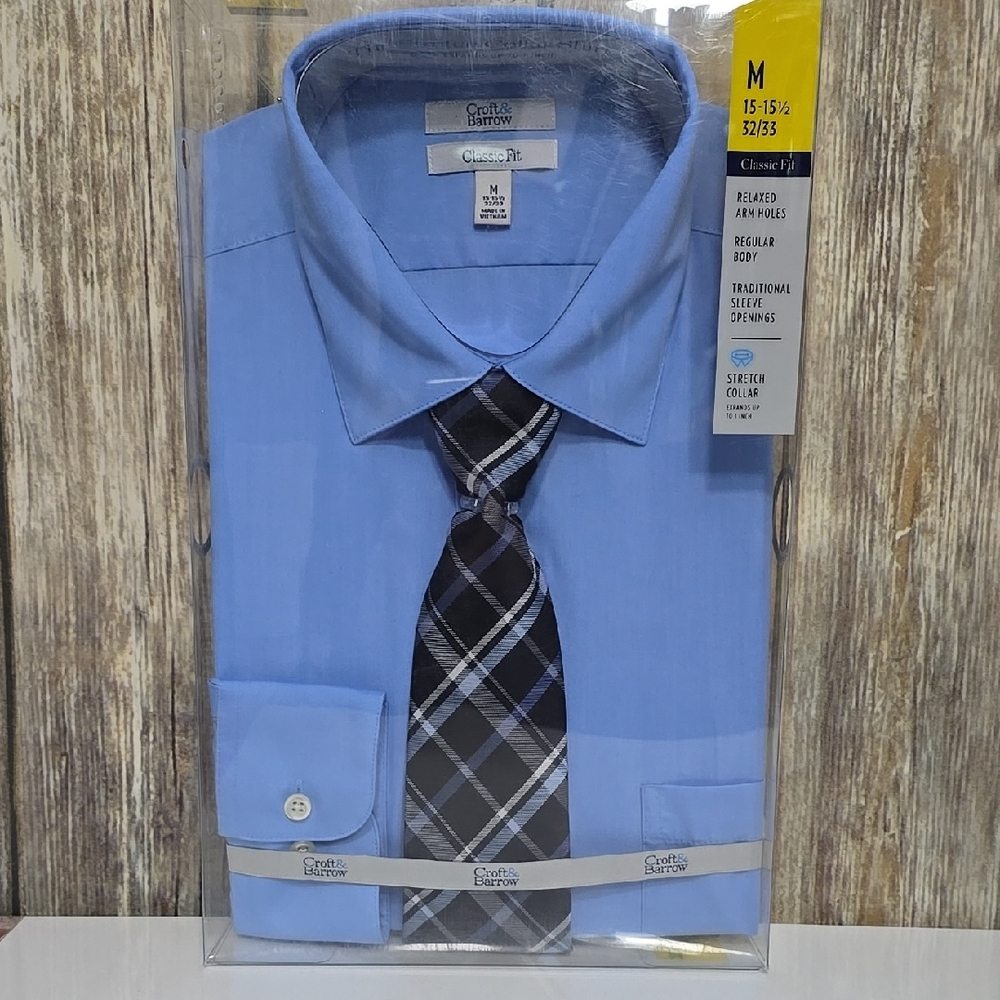 Croft & Barrow Men's Blue Dress Shirt & Tie Set